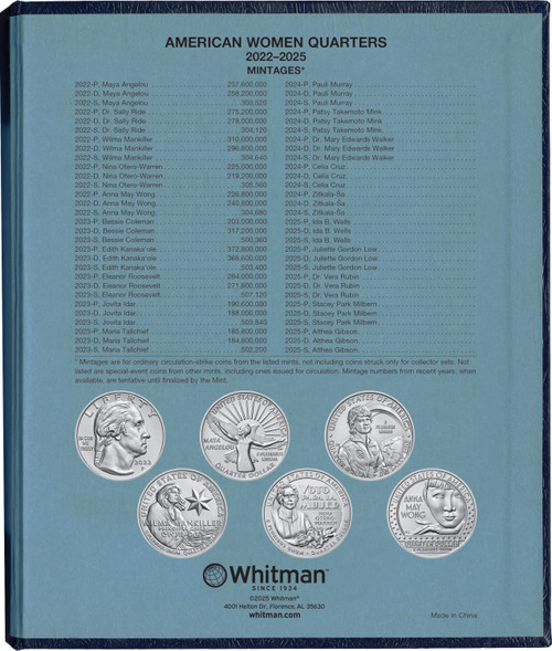 Whitman Classic® Coin Album - American Women Quarters: 2022-2025 (P, D ...