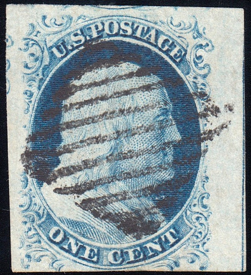 1852-1-Franklin-Blue-FVF-Mint-Original-Gum