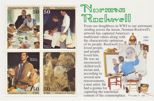 1994 50¢ Norman Rockwell Souvenir Sheet