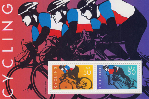 1996 50¢ Cycling Souvenir Sheet