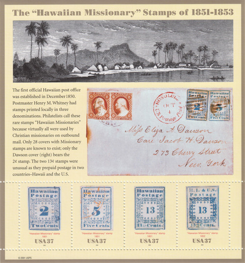 2002 37¢ Hawaiian Missionary Stamps Sheet
