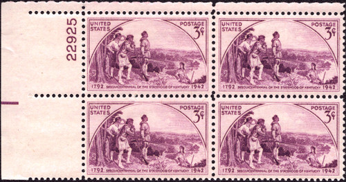 1942 3¢ Kentucky Statehood Plate Block