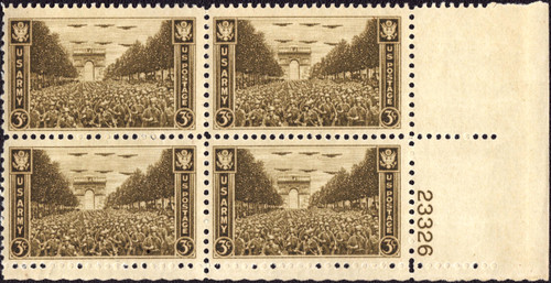 1945 3¢ Army Plate Block