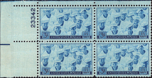 1945 3¢ Navy Plate Block