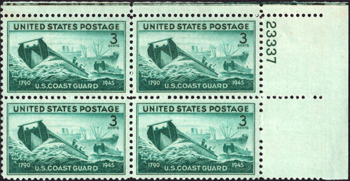 1945 3¢ Coast Guard Plate Block