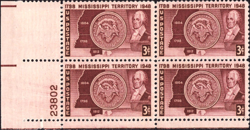 1948 3¢ Mississippi Territory Plate Block