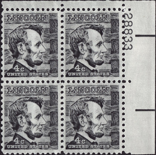 1965 4¢ Abraham Lincoln Plate Block