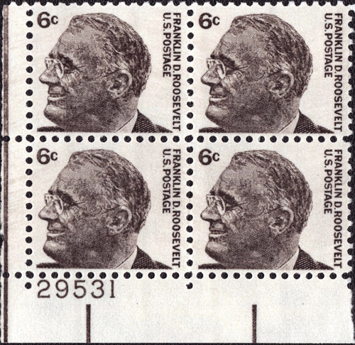 1966 6¢ Franklin D. Roosevelt Plate Block