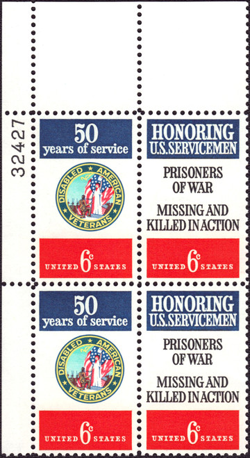 1970 6¢ D.A.V. Servicemen Plate Block