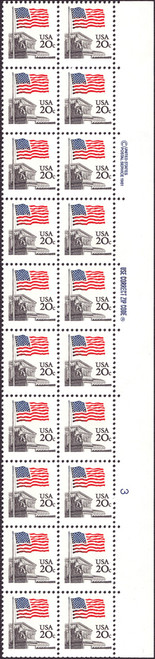 1981 20¢ Flag & Supreme Court Plate Block