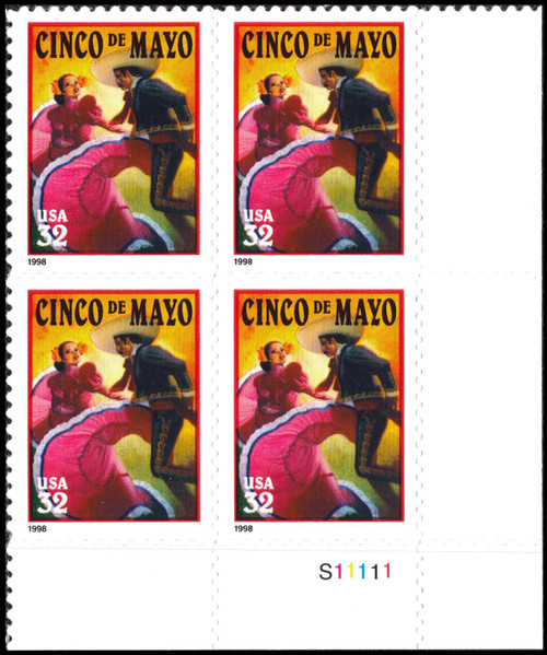 1999 33¢ Cinco de Mayo Plate Block