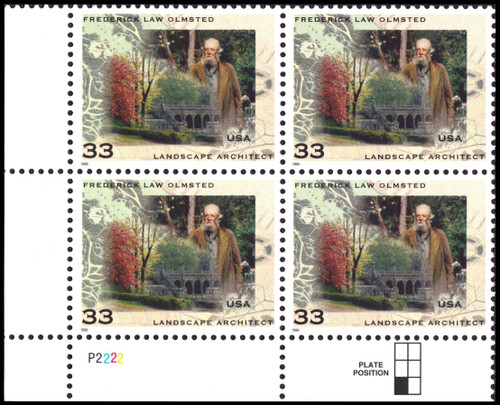 1999 33¢ Frederick Law Olmstead, Landscape Architect Plate Block