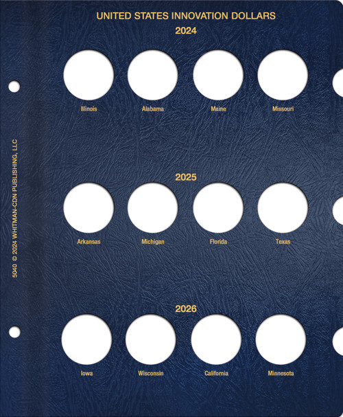 Whitman Classic® Coin Album Updated Page – American Innovation Dollars: 2024-2026 (Single Mint)