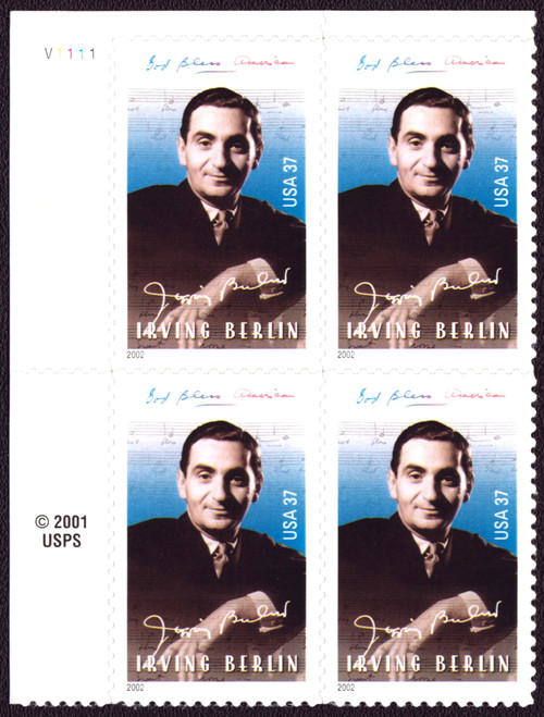 2002 37¢ Irving Berlin Self-Adhesive Plate Block