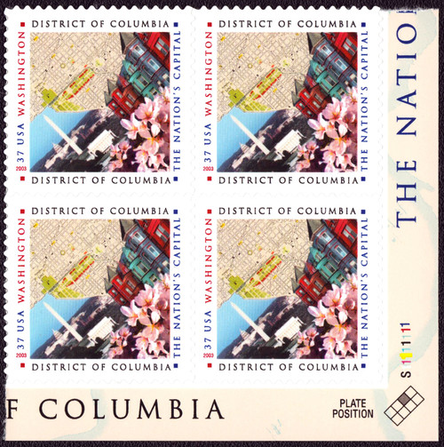 2003 37¢ District of Columbia Self-Adhesive Plate Block