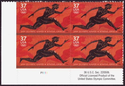 2004 37¢ 2004 Olympic Games - Athens, Greece Self-Adhesive Plate Block