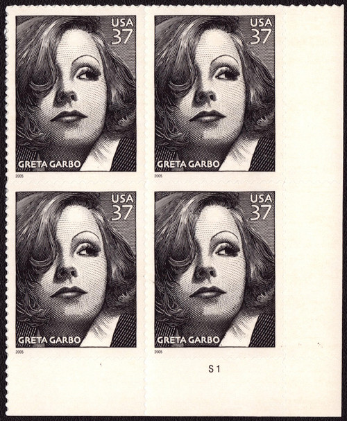 2005 37¢ Greta Garbo Self-Adhesive Plate Block
