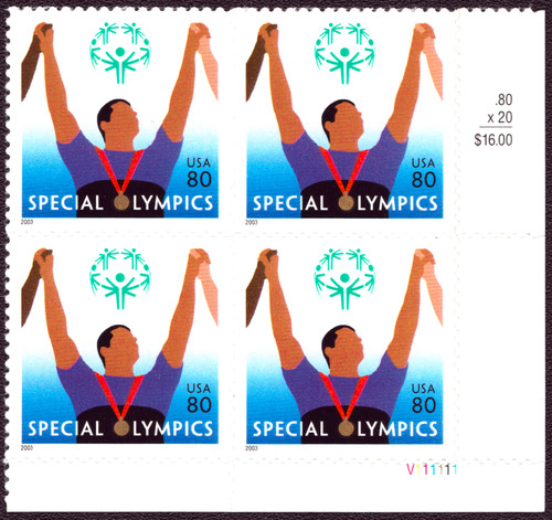 2003 80¢ Special Olympics Self-Adhesive Plate Block