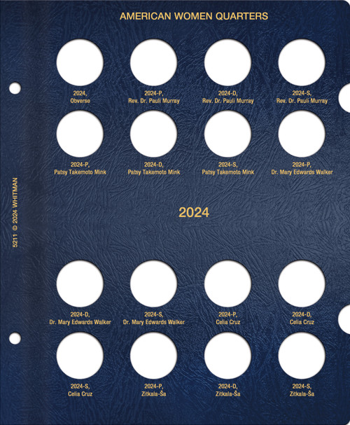 Whitman Classic® Coin Album Updated Page – American Women Quarters: 2024 (P, D & S Mints)