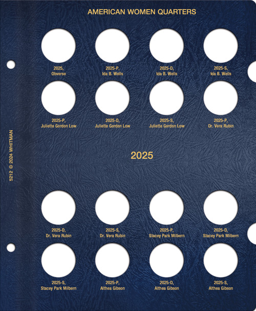 Whitman Classic® Coin Album Updated Page – American Women Quarters: 2025 (P, D & S Mints)
