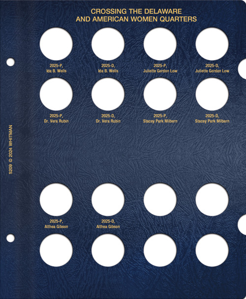 Whitman Classic® Coin Album Updated Page – Crossing the Delaware & American Women Quarters: 2025 (P & D Mints)