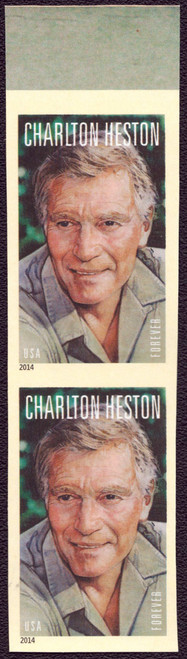 US # 4892a - (49¢) Legends of Hollywood - Charlton Heston Imperf Vertical Stamp Pair