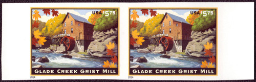 US # 4927a - $5.75 Glade Creek Grist Mill Imperf Horizontal Stamp Pair