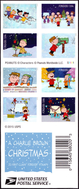 US # 5030d (49¢) A Charlie Brown Christmas Imperf Booklet Pane of 20