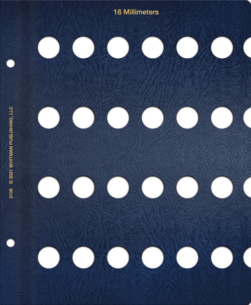 Whitman Classic® Coin Album Blank Page – 16mm: Plain, No Dates