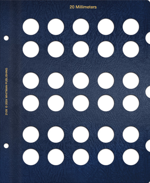 Whitman Classic® Coin Album Blank Page – 20mm: Plain, No Dates