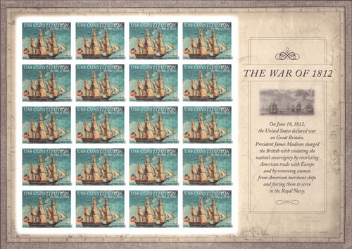 2012 (45¢) War of 1812 Bicentennial Mint Pane of 20 Stamps