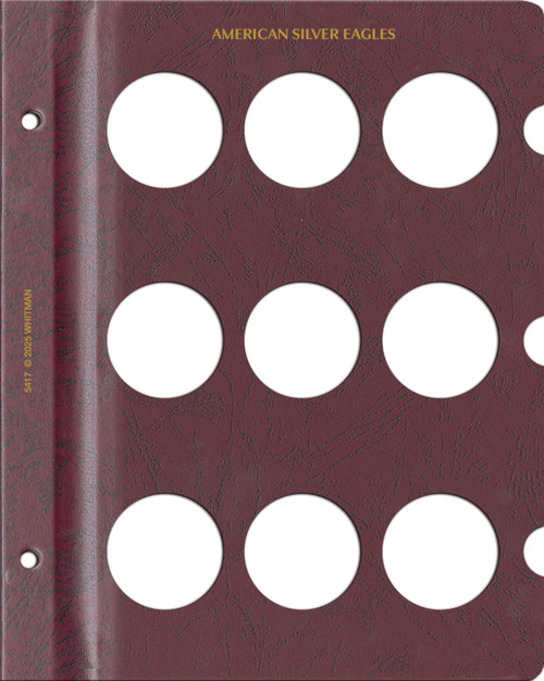 Whitman Prestige™ Coin Album - American Silver Eagles Blank Page - 9 Openings - Burgundy