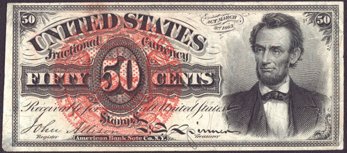 Fractional Currency FR#1374, 50 Cents Lincoln—Fourth Issue, PMG Graded