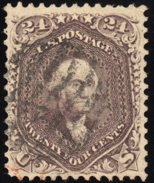 1862 24¢ Washington, Red Lilac, FVF Used