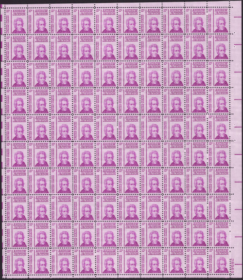 1967 10¢ Andrew Jackson Mint Sheet