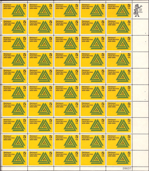 1966 5¢ National Park Service Mint Sheet