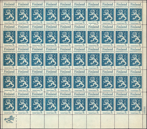 1967 5¢ Finland Independence Mint Sheet
