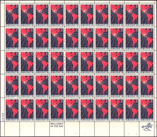 1968 6¢ Hemisfair '68 Mint Sheet