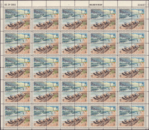 1972 2¢ Cape Hatteras - 4 Varieties, Attached Mint Sheet