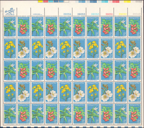 1979 15¢ Endangered Flora (4 Varieties, Attached) Mint Sheet
