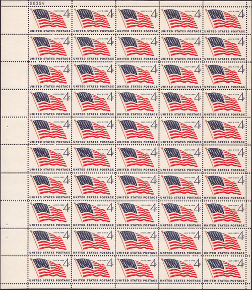 1959 4¢ 49-Star Flag Mint Sheet