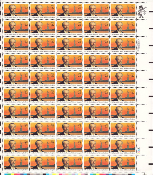 1985 22¢ Frederic Bartholdi Mint Sheet