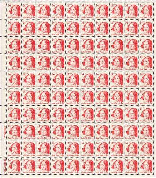 1987 14¢ Julia Howard Howe Mint Sheet