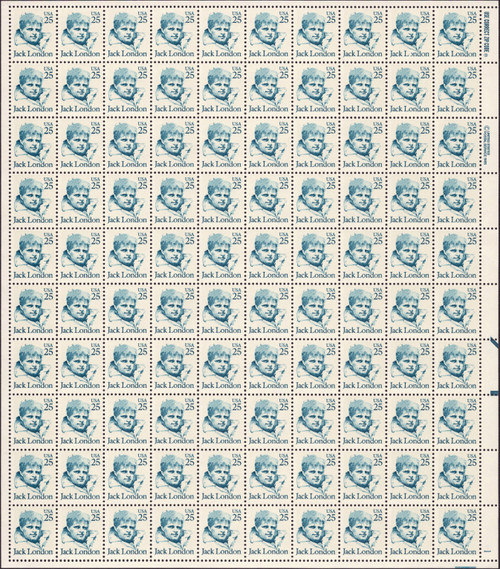 1988 25¢ Jack London Mint Sheet