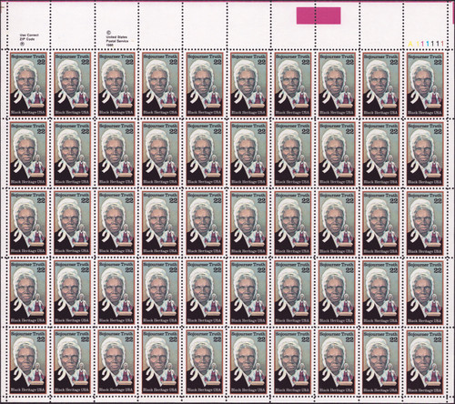 1986 22¢ Sojourner Truth Mint Sheet