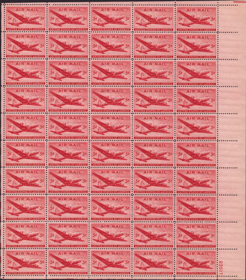 1946 5¢ Air Post - DC-4 Skymaster Mint Sheet