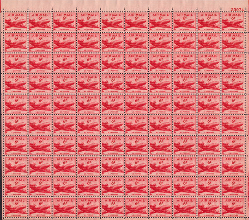 1949 6¢ Air Post - DC-4 Skymaster (as C33) Mint Sheet