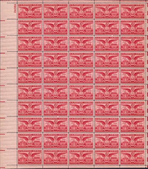 1949 6¢ Air Post - Alexandria, Virginia Mint Sheet