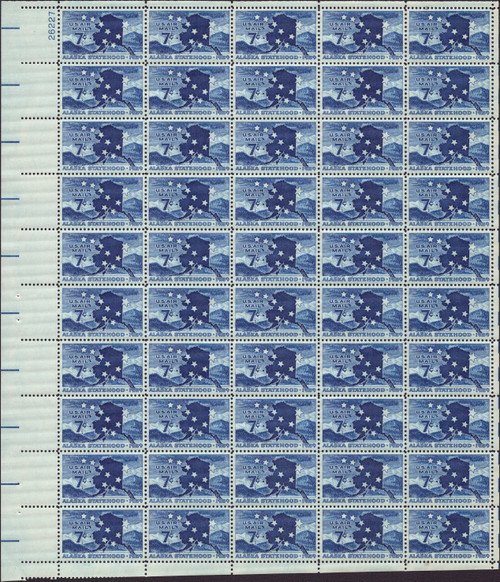 1959 7¢ Air Post - Alaska Statehood Mint Sheet