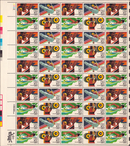 1983 40¢ Air Post - Summer Olympics (4 Varieties, Attached) Mint Sheet